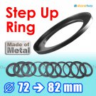 Step Up 72mm to 82mm Filter Ring Adapter Mount Metal