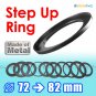 Step Up 72mm to 82mm Filter Ring Adapter Mount Metal