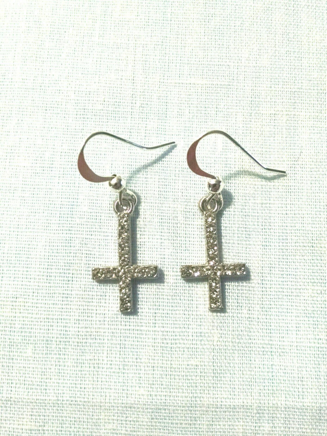 Occult Crystal Inverted Cross Satanic Evil Crosses Dangling Charm Pair ...