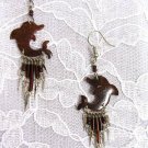 REAL COCONUT SHELL DOLPHINS and TASSELS BEADED EARRINGS DOLPHIN