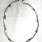 SHINY SILVER METAL TUBE BEADS WITH BARREL SPACERS 16" plus 3" ext NECKLACE
