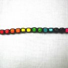BLACK MACRAME w RAINBOW COLORS WOOD BEADS PINK BLUE GREEN TIE BRACELET OR ANKLET