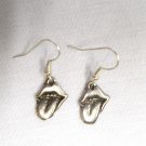 RASPBERRY LICK LIPS TONGUE - GET YOUR LICKS DANGLING PEWTER CHARMS EARRINGS