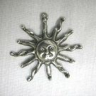 CELESTIAL SUN w FACE & TWISTED SOLAR FLARE - RAYS CAST PEWTER PENDANT NECKLACE