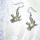 CRAZY CRAB / CRABS AMERICAN CAST PEWTER CHARM EARRINGS METAL JEWELRY
