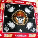 SKULLS / SKULL WEARING A FIDORA - AMERICAN DEATH MOBSTER - USA FLAGS BANDANA