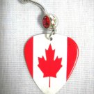 CANADIAN FLAG MAPLE LEAF RED & WHITE PRINTED GUITAR PICK 14g RED CZ BELLY RING