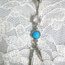 CONCHO DREAM CATCHER w TURQUOISE & 2 DANGLING FEATHERS 14g CLEAR CZ BELLY RING