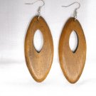 NATURAL ELEMENT LARGE MED DIRTY BLONDE STAINED WOOD DANGLING PEEK A BOO EARRINGS