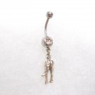 925 STERLING SILVER HORSE REAR END HORSE'S TAIL END CHARM 14g CLEAR BELLY RING