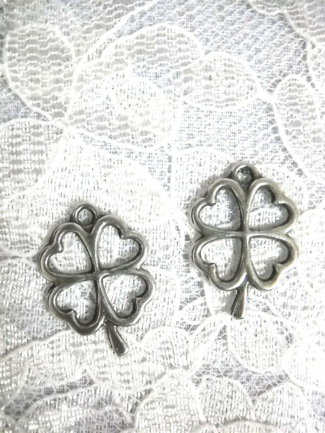 Clover Shamrock 4 Leaf CLover USA Pewter Charms Lucky Irish Heritage Earrings