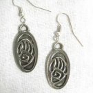 TRIBAL BEAR CLAW PAW OVAL SHAPED PEWTER PENDANT SIZE PAIR OF METAL EARRINGS