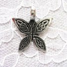 CELTIC DESIGN BUTTERFLY PEWTER PENDANT ADJUSTABLE CORD NECKLACE