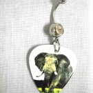 WILD AFRICAN SAFARI ELEPHANT PHOTO PRINTED GUITAR PICK CLEAR CZ 14g BELLY RING
