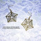 BRONZE CREEPY SPIDER WEB CHARM EARRINGS