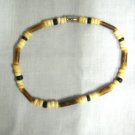 NEW WOOD LOG LOOK TUBE & COCO BEADED BROWN & WHITE w BLACK 10" ANKLE BRACELET