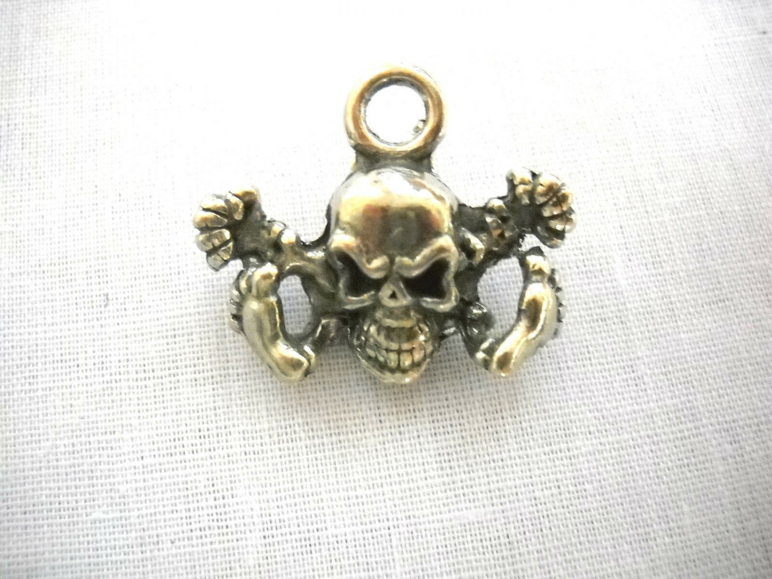 NEW ANGRY TANTRUM HUMAN CRANIUM MAD SKULL w FISTS & FEET PEWTER PENDANT NECKLACE