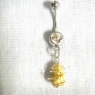 BEACH BUM WHOLE SPECKLE SHELL WIRE WRAP CAGE ON 14g CLEAR CZ BELLY RING BARBELL
