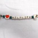 NEW CERAMIC BEAD HEART DISC & DEER DISC WILDLIFE TEXT LETTERS KEY CHAIN KEY RING