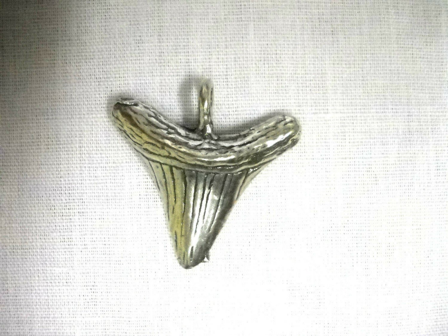 3D USA CAST PEWTER GREAT WHITE SHARK TOOTH DOUBLE SIDED ...