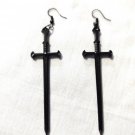 BLACK WARRIOR MEDIEVABROAD SWORD LARGE PENDANT SIZE LONG PAIR OF EARRINGS