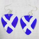 SCOTTISH FLAG HERITAGE 2 SIDED PRINTED BLUE & WHITE GUITAR PICK EARRINGS