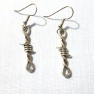 Barb Wire Twist Barbed Wire Double Loop Dangling Pair of Earrings Steel Hooks