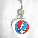 NEW GRATEFUL DEAD SKULL STEAL YOUR FACE RED BLUE PRINTED GUITAR PICK BELLY RING