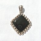 Vintage Geometric Black and Silver Pendant with Large Bail and Dot Outline