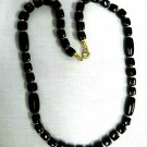 Black Acrylic Beaded Square and Rectangle Shapes Goldtone Spacers 19" Necklace