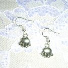 ANIMAL PAW PRINT DANGLING CHARMS SILVER ALLOY PAIR OF EARRINGS FOOTPRINTS