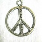 PEACE SIGN PEACE BEGINS WITHIN TEXT ROUND USA CAST PEWTER PENDANT ADJ NECKLACE