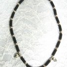 3 HUMAN CRANIUM SKULLS w BLACK & DEEP BROWN BEADS PUNK GOTH 17" SKULL NECKLACE
