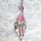 NEW PASTEL PINK CATS EYE GEM DROPLET BOLLYWOOD 14g CZ BELLY RING NAVEL BARBELL