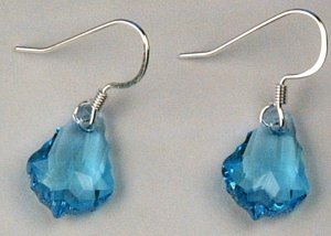 Blue Teardrop Earrings by One Red Feather 32-0001