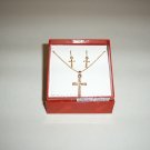 Fashion Gold Plated Cross Necklace & Earrings 30-0030