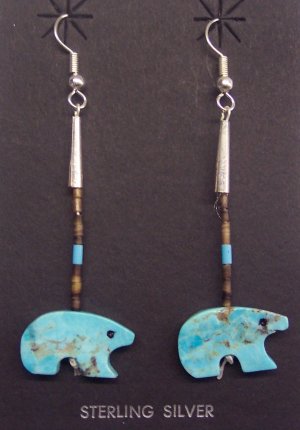 Single Dangle Turquoise Earrings-Bear