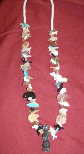 Stack Necklace with Black Marble Standing Bear Bottom