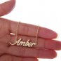 Amber Name Necklace Gold Silver and Rose Gold for Women
