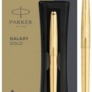 Parker Galaxy Gold Plated Body Clip Ball Point Pen BP GT Trim Fine Blue Ink New