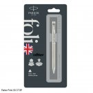 Parker Folio Stainless Steel Chrome Trim Ball Point Pen CT BP New Gift Blue Ink