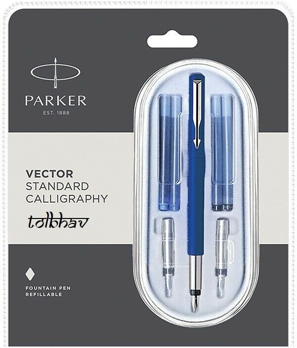 Parker Vector Standard Blue CT Calligraphy Fountain Pen (Fine, Medium & Broad)