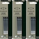 15 X Parker Quink Ink Cartridges Black Color for Fountain Pen New Made in France
