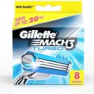 Gillette Mach3 Mach 3 Turbo Men's Shaving Blades for Razor - 8 Cartridges German