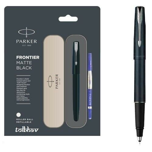Parker Frontier Matte Black CT RB Roller Ball RollerBall Pen Fine Blue Ink New