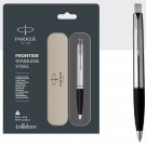 Parker Frontier Stainless Steel CT Ball Point Pen BP New Quink Fine Blue Refill