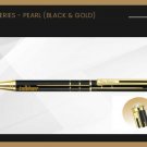 Pierre Cardin Pearl Black & Gold Ball Point Pen GT Blue Ink Metal New Gift Nib