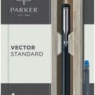 Parker Vector Standard CT Fountain Pen (Black Body + 1 Blue Ink New Cartridge)