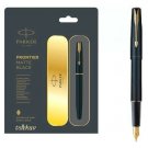 Parker Frontier Matte Black GT Fountain Ink Pen Gold Trim & Nib New + Converter