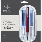 Parker Vector Standard Red CT Calligraphy Fountain Pen (Fine, Medium & Broad)